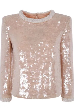 Self-Portrait Pearl trim sequin top