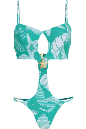 AMIR SLAMA X Jade Jade shell-print swimsuit