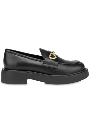 Moschino Heart-charm leather loafers