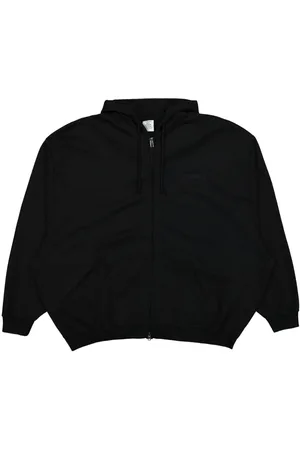 Vetements Logo-embroidered zip-up hoodie
