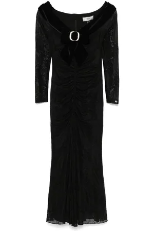 NISSA Bow-detail lace midi dress