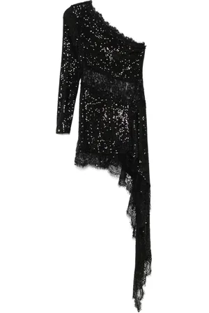 NISSA Lace-insert sequined mini dress