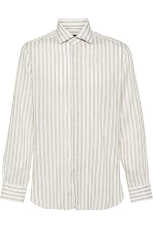 BARBA Spread-collar striped shirt