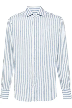 BARBA Spread-collar striped shirt
