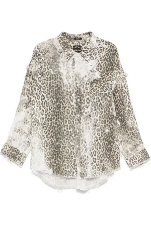 R13 Shredded seam-detail shirt