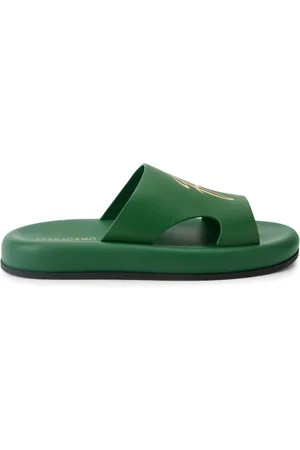 Salvatore Ferragamo Logo-embossed leather slides
