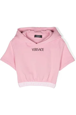 VERSACE Logo-embellished cropped hoodie
