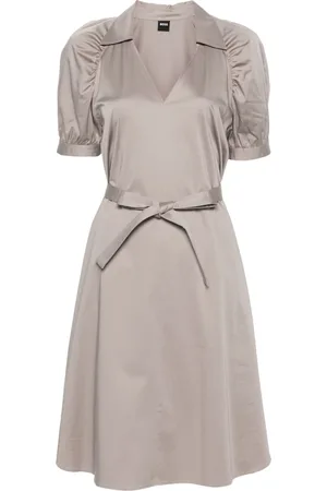 HUGO BOSS Belted satin midi dress