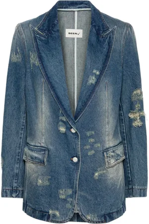 Seen Users Silhouette distressed denim blazer