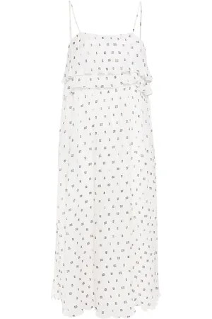 Ganni Monogram-print pliss?? midi dress