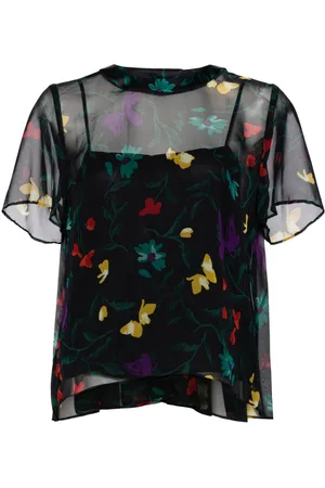 SACAI Floral-print sheer top