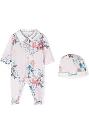 Roberto Cavalli Leopard and floral-print babygrow set