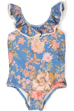 ZIMMERMANN August floral-print ruffled swimsuit