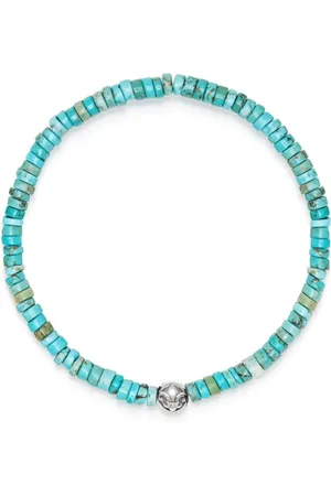 Nialaya Turquoise beads logo-engraved bracelet