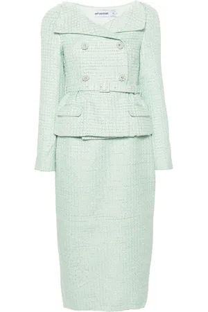 Self-Portrait Double-breasted tweed midi dress