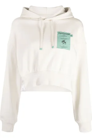 Izzue Slogan-embroidered cropped hoodie