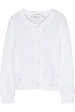 MONNALISA Pointelle-knit cotton cardigan