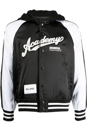 Izzue Text-embroidered satin bomber jacket