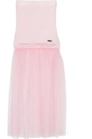 MONNALISA Tulle-panel ribbed skirt