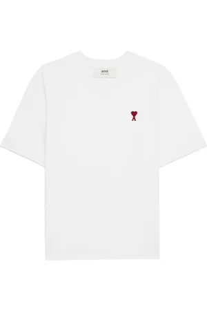 Ami Logo-embroidered organic cotton T-shirt