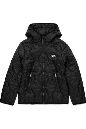 Diesel Logo-embroidered hooded padded jacket