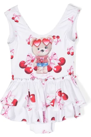 MONNALISA Cherry-print ruffled-detailed swimsuit