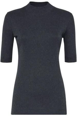 Brunello Cucinelli Ribbed-knit mock-neck top