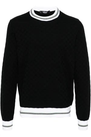 VERSACE Contrasto checkerboard-knit jumper