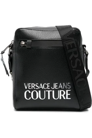 VERSACE Logo-lettering faux-leather messenger bag