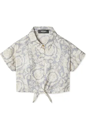VERSACE Barocco-print silk crop shirt