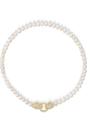 Nialaya Panther Head pearl-embellished necklace