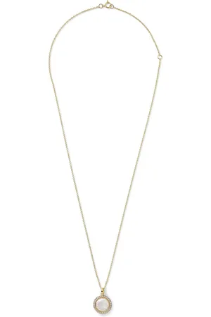 Ippolita 18kt yellow mini Lollipop mother-of-pear, diamond and clear quartz pendant necklace