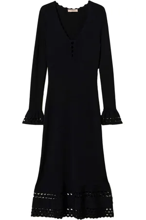 Twin-Set Scallop-trim midi dress