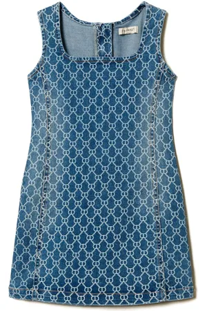 Twin-Set Monogram-logo denim dress