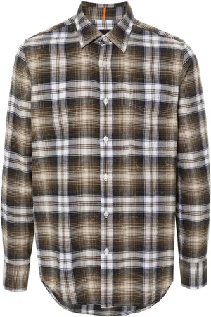 HUGO BOSS Plaid flannel cotton shirt