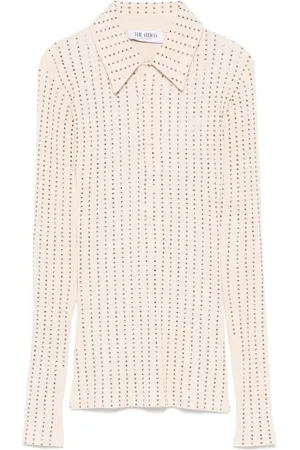 The Attico Rhinestone-embellished polo shirt