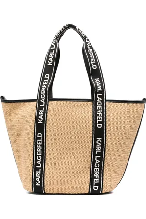 Karl Lagerfeld Logo-patch raffia beach bag