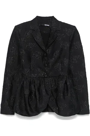 ROTATE Cloqu??-effect draped-detailing blazer