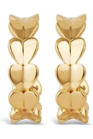 Dinny Hall 9K yellow Folded Heart hoop earrings