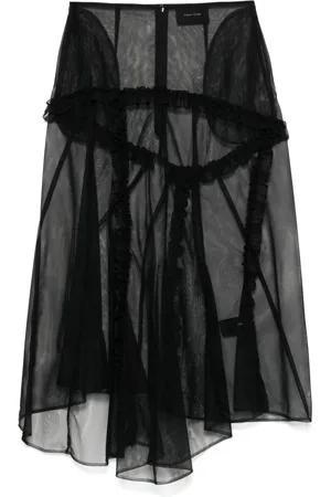 Simone Rocha Sheer ruffle-trim midi skirt