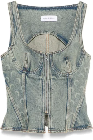 Marine Serre Crescent Moon denim top
