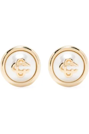 Casablanca Pearl logo-stud earrings