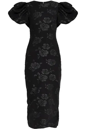 ROTATE Jacquard-pattern midi dress