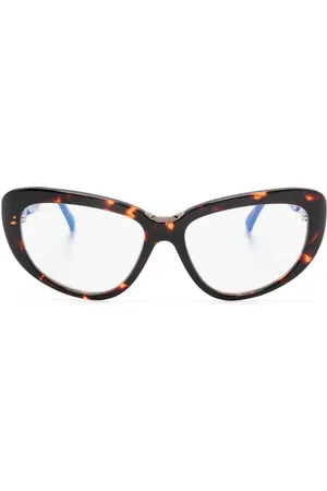 Max Mara Tortoiseshell-effect cat-eye frame glasses