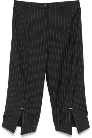 MUGLER Pinstripe pierced cropped trousers