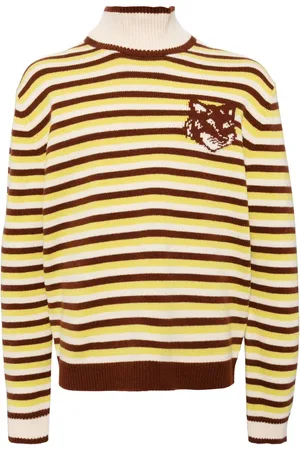 Maison Kitsuné Fox head intarsia striped jumper
