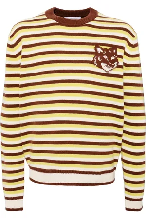Maison Kitsuné Fox head intarsia striped jumper