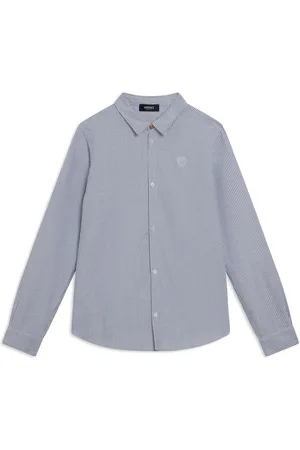 VERSACE Medusa-embroidered striped shirt