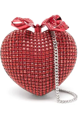 Self-Portrait Crystal heart clutch bag