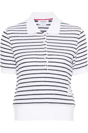 Thom Browne Striped textured-knit polo shirt